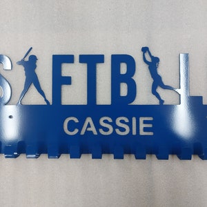 Softball Medal Holder: 12 Hook Metal Display, Made in USA