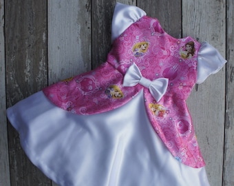 Riley - Special Occasion Dress, Pink Princess Fabric Pattern, Size 2T