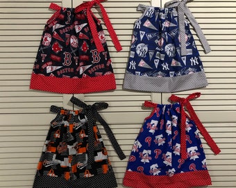 Casual Girls Sundress, Pillowcase Dress, Baseball Teams, Football Teams, Orioles, Red Sox, Yankees, Phillies