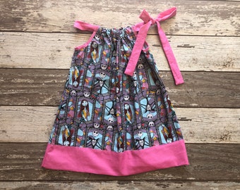 Casual Girls Sundress, Pillowcase Dress, The Nightmare Before Christmas Jack and Sally Fabric Pattern