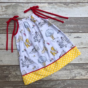 Tara - Casual Girls Sundress, Pillowcase Dress, Winnie the Pooh Fabric Pattern