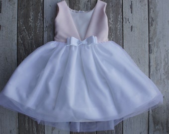 Sienna - Special Occasion Dress, Light Pink and White, Lace