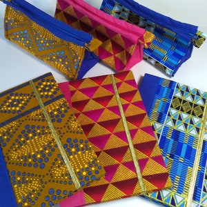 African Print Fabric Notebook Pencil Case