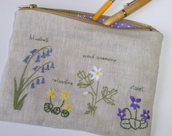 Woodland Flowers Pencil Case Embroidery Kit