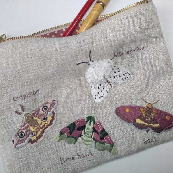 Moths Pencil Case Embroidery Kit