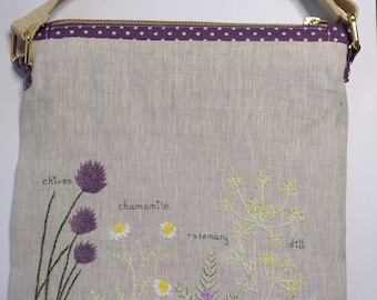 Garden Herbs Shoulder Bag Embroidery Kit