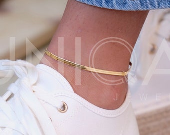 Herringbone Snake anklet bracelet, chain anklet herringbone chain Gold anklet bracelet Non tarnish anklets