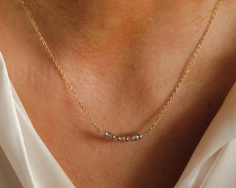 Labradorite Necklace: Gold-Plated Stainless Steel, Gemstone Jewelry