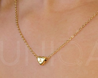 Gouden hart ketting eerste, sierlijke hart ketting, waterdichte ketting, bruidsmeisje cadeau, verjaardagscadeau, huwelijkscadeau, gepersonaliseerde ketting