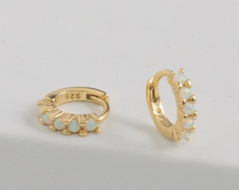 Opal Hoop Earrings, Fire Opal Earrings, Gold Opal Earrings, Gold Earrings, Gold Hoop Earrings, Opal Hoops