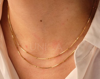Gold Schlangenkette Choker: Zierliche Kugelkette, wasserfest