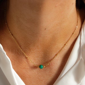 Malachite necklace, dainty gold malachite necklace, minimalist necklace
