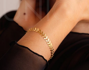 Gouden Chevron-armband | Roestvrij staal, niet-aantastende sieraden | alledaagse armband | Geschenk