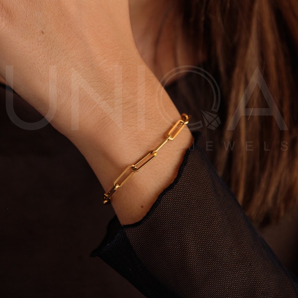 Link chain bracelet , chain bracelet, chunky paperclip bracelet, waterproof link bracelet