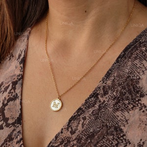 Collar con inicial de oro, monograma de letra para mujer, madreperla, regalos personalizados para mamá, regalo de cumpleaños para damas de honor para ella.