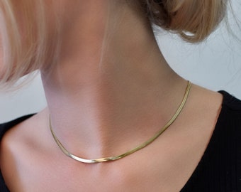 18K Gold Snake Chain Necklace 