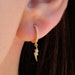 Lightning bolt earrings, Lightning bolt hoop earrings, Dainty hoops, Dainty earrings, Hoops with lightning bolt pendant, HP203