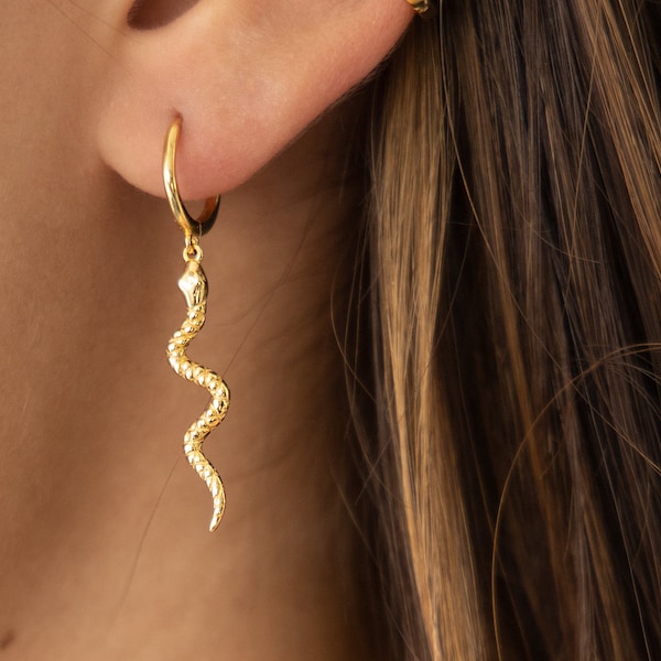 Snake Hoop Earrings Etsy