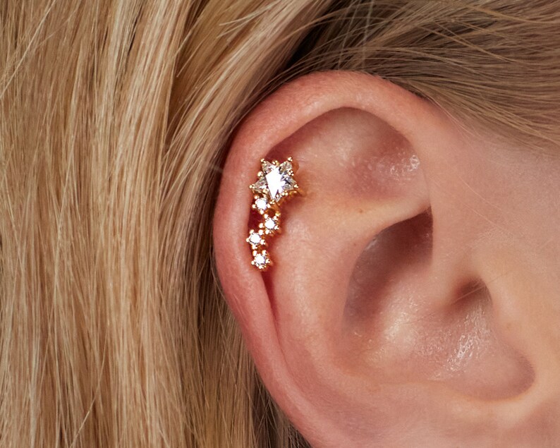 20G Helix Star stud Piercing, Cartilage stud earrings in 925 sterling silver, screw back 