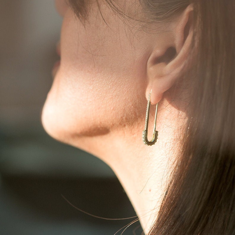 Safety Pin Earrings Gold Safety Pin Earrings 925 Sterling Etsy