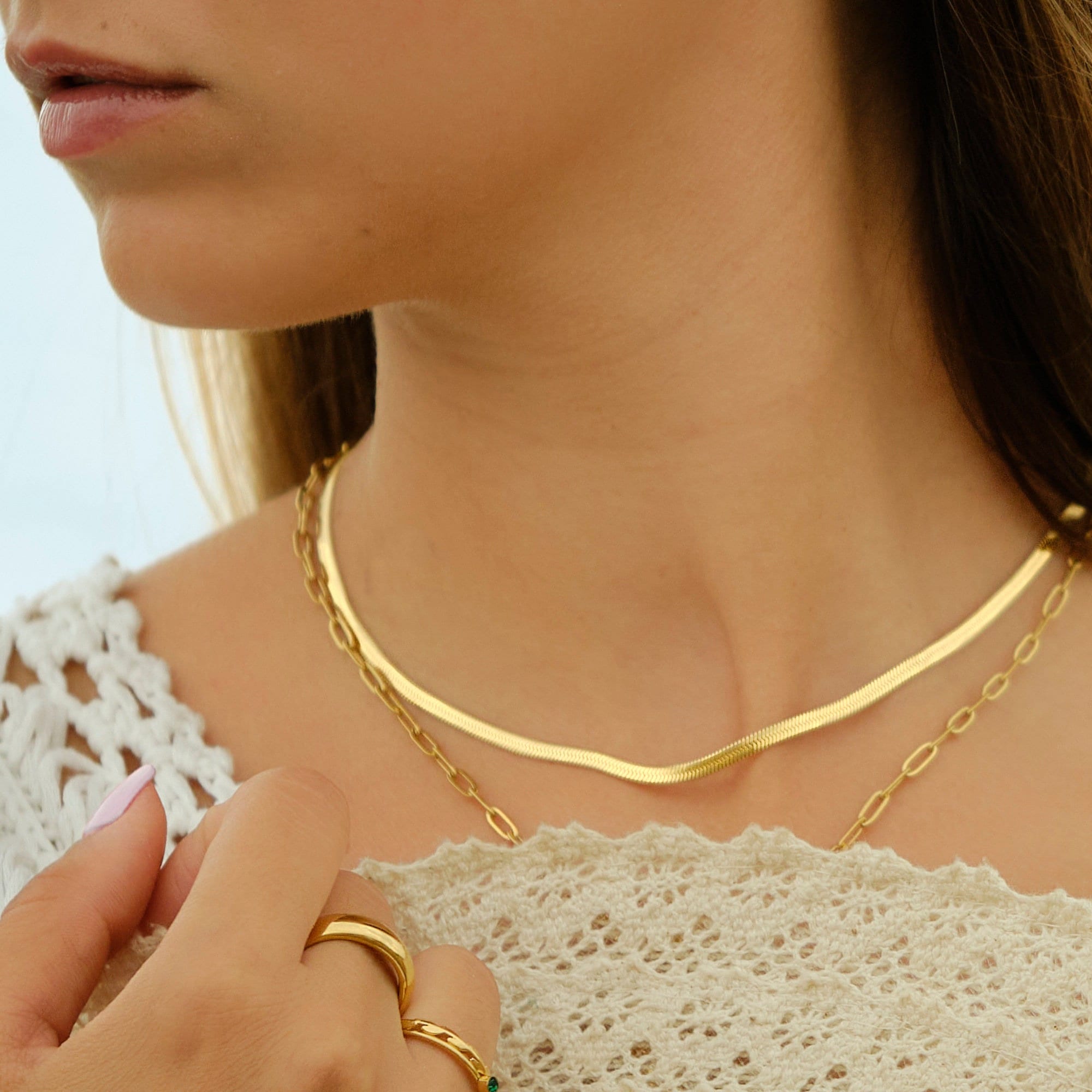 Youkara Halskette Ring Ohrring Set Alloy Multilayer Necklace Handgemachte Pailletten Furnier Quaste Halskette für Frauen Geeignet für Zum Verschenken 