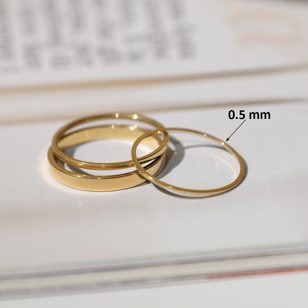 Dainty Thin 1mm Gold Ring band 18K Gold Filled Titanium core Minimalist Delicate Stacking Waterproof Jewellery Rings Bands 