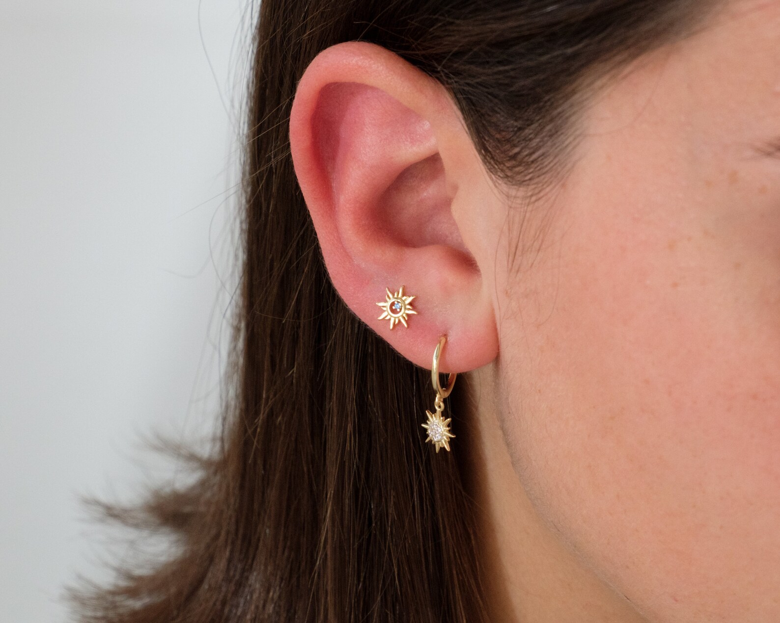 Sun stud earrings gold stud Earrings gold sun stud earrings | Etsy