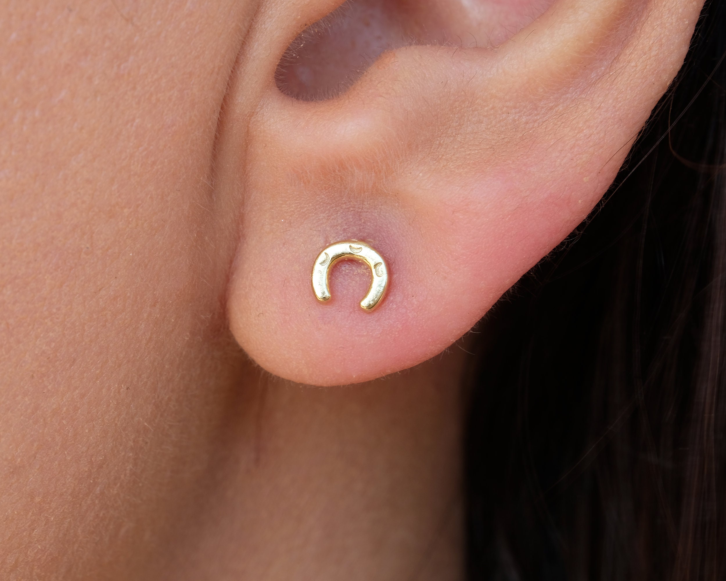 Horseshoe earrings horseshoe silver earrings Tiny Gold Etsy