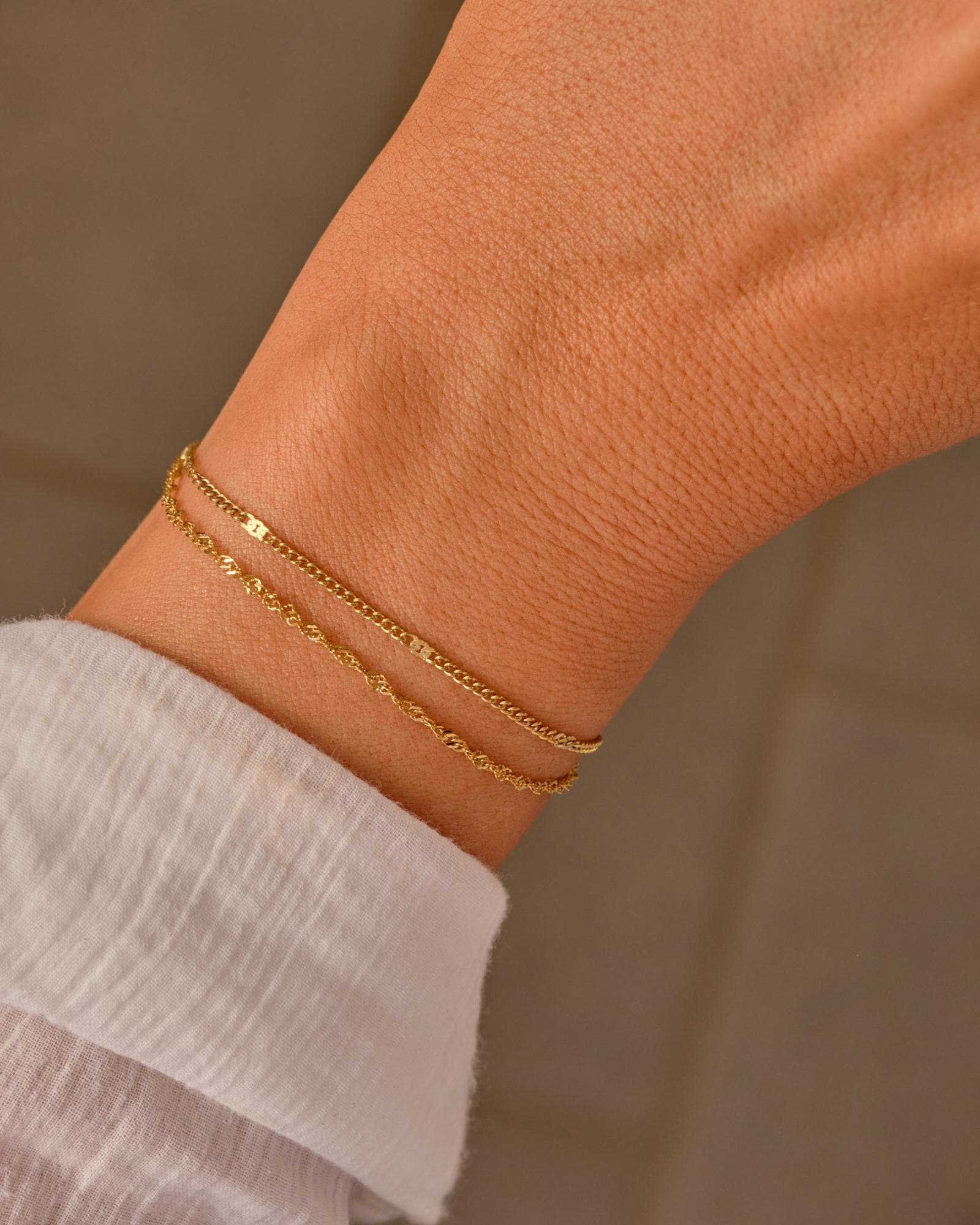 Braccialetti impilabili riempiti d'oro, bracciale a catena spessa, bracciale a fascia piatta intrecciata, gioielli minimalisti per tutti i giorni, bracciale impermeabile - Italia