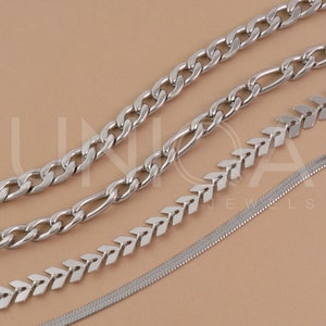 Stainless Steel chain anklets, Figaro Waterproof anklet, Curb Ankle bracelet, Snake chain anklet, Thin chain anklet, Bold chain anklets