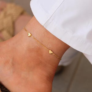 Gold Herz Fußkette, zierliche Herz Fußkette, Minimal Gold Fußkette, wasserdichter Schmuck, Geschenk für sie, Sommer Schmuck