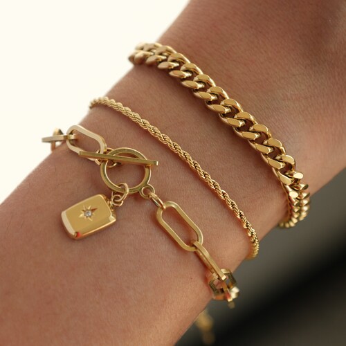 GOLD Link Chain Bracelet Stack Bracelet 