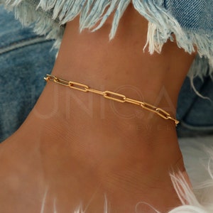Gold Link Chain Anklet • Waterproof Jewelry • Anti Tarnish Anklet • Thick Chain Anklet Gift