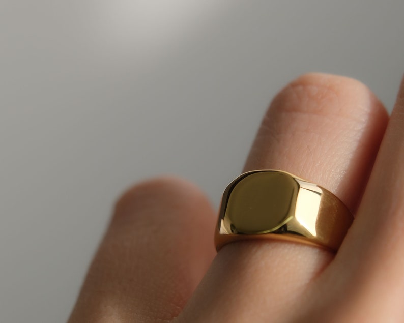 Gold Dicker Ring Damen Gold Signet Ring Gold Dicker Ring Etsy 