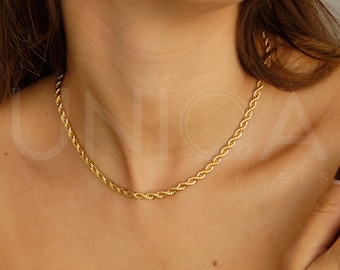 Thick 18K Gold Rope Chain Necklace, Chunky Necklace, Chain Necklace, womens necklace, gift for her, gift for mom, birthday gift, wife gift