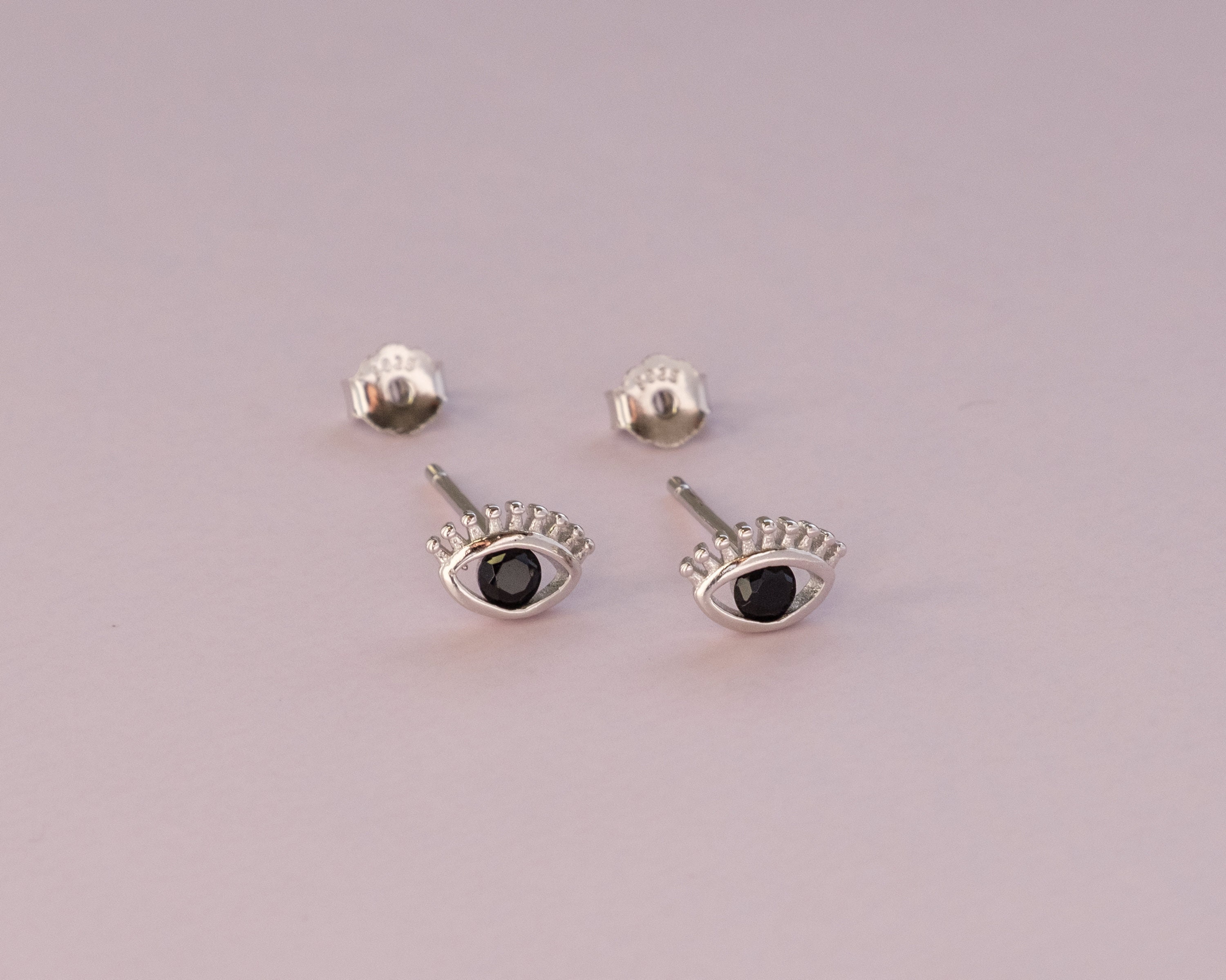 Evil eye stud earring in 925 sterling silver Etsy