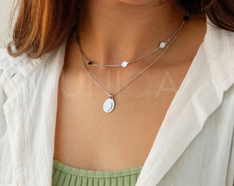 Ensemble de colliers superposés LUNE, collier pendentif lune, ensemble de colliers tendance, ensemble de colliers, collier en argent lune, collier croissant de lune