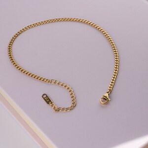 Gold Snake Anklets Bracelet, Herringbone chain Anklet, Thick Curb Chain Gold Anklet, Waterproof Anklet for Women, Paperclip chain anklet image 6