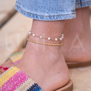 Gold Rope anklet, WATERPROOF STAINLESS STEEL Jewelry, Dainty Anklet for women, non tarnish anklet, Gold anklet image 4