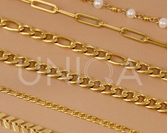 Gold Chain Anklet,  Cable Chain, Paperclip Chain, Figaro Chain, Curb Chain, Dainty, Waterproof plus size anklet