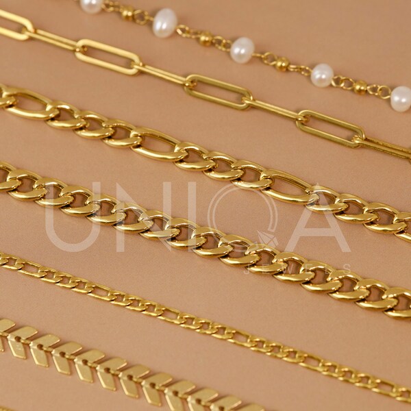 Gold Chain Anklet,  Cable Chain, Paperclip Chain, Figaro Chain, Curb Chain, Dainty, Waterproof plus size anklet