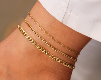 Gold Anklet Set: Stainless Steel Layering Chains