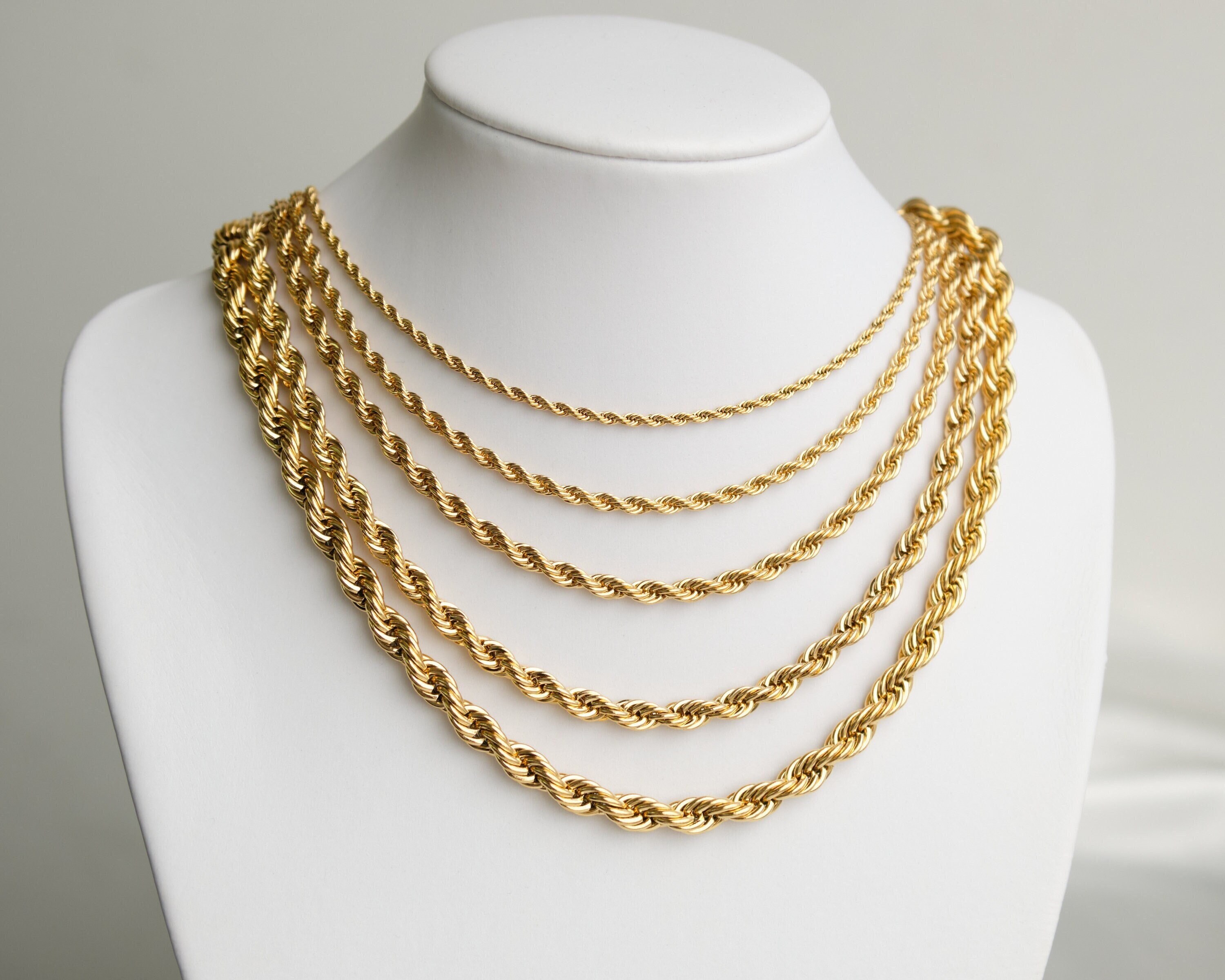 Thick Rope Chain Necklace for Women 18K 
