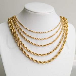 Thick rope chain necklace for women, 18K gold rope chain necklace, chunky Rope Chain Necklace