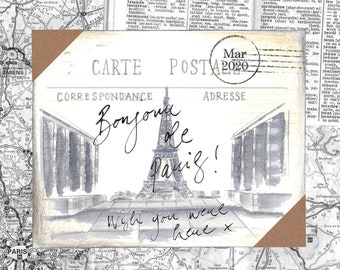 Bonjour de Paris A6 Carte postale