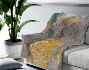 Acrylic Pour Art Velveteen Plush Blanket, Comes in Three Sizes
