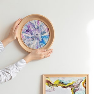 Abstract Painting. Captivating Pour Painting: &#39;Sea Splash&#39; Acrylic Pour Art, Must-Have 8 Round Masterpiece