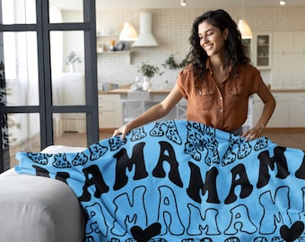 Unique Arctic Fleece Blanket with Large Mama Lettering - Perfect Gift Idea