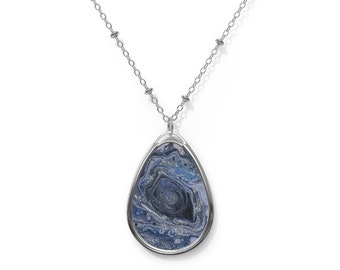 Blue Geode Teardrop 20" Necklace