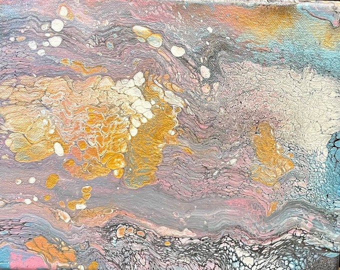 Abstract Acrylic Pour Painting, Original Painting, 8x10 inches, "Storm Chaser"